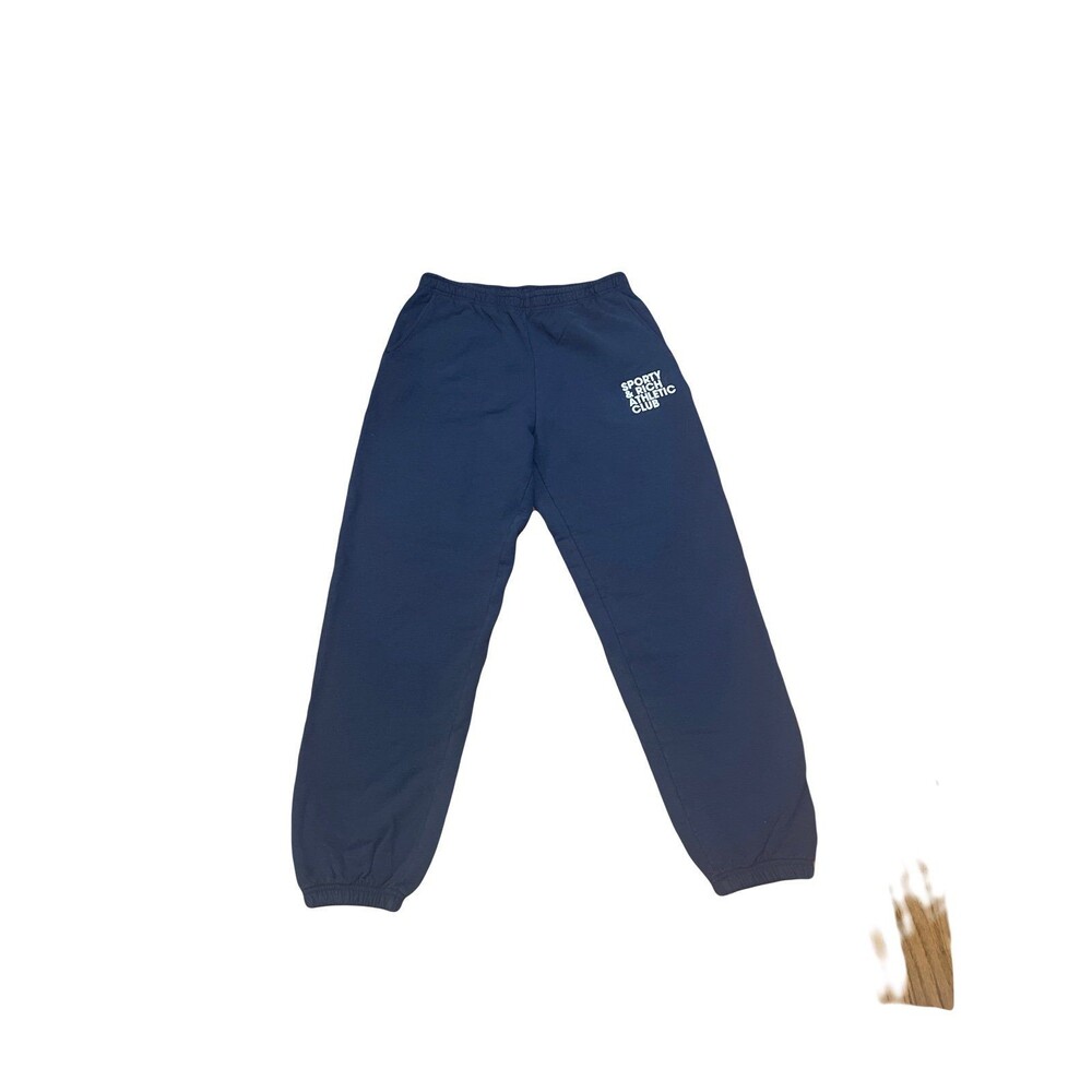 Sporty and Rich extra large XL 100% cotton navy blue with white print logo